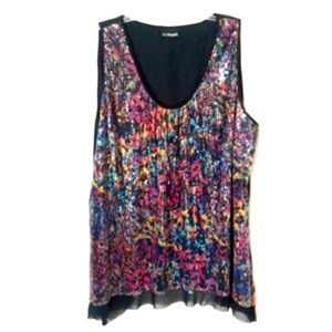 Lane Bryant Multi-Color Sequin Embellished Sleeveless Party Blouse Top P…